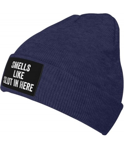 Smells Like Slut in Here Winter Beanie Hats Unisex,Warm Cozy Knitted Cuffed Skull Cap Navy Blue $9.04 Skullies & Beanies