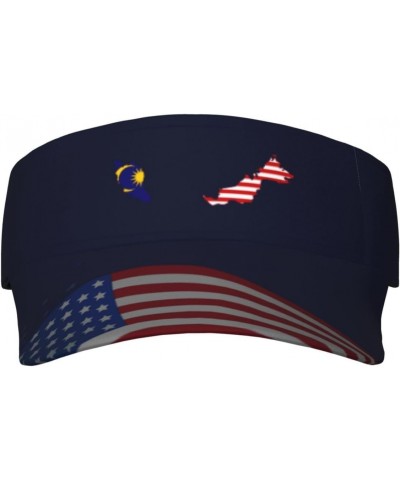 Malaysia Flag Map Visor Cap Adjustable Uv Protection Sun Visor Hats Empty Top Baseball Hat for Women and Men Black $13.65 Visors