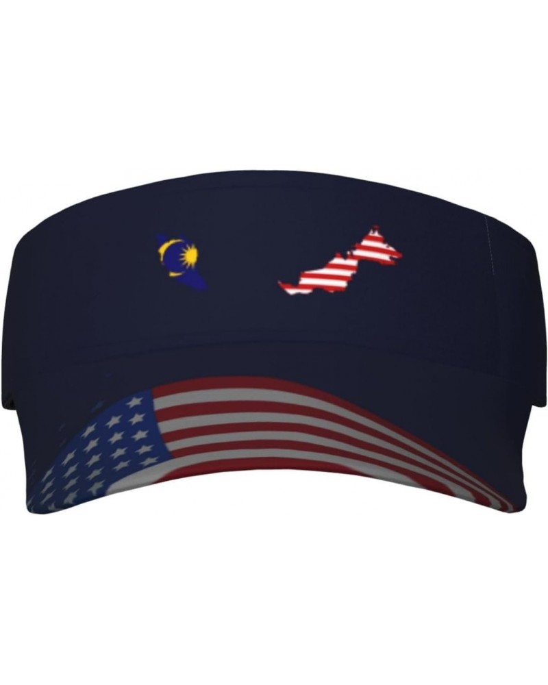 Malaysia Flag Map Visor Cap Adjustable Uv Protection Sun Visor Hats Empty Top Baseball Hat for Women and Men Black $13.65 Visors