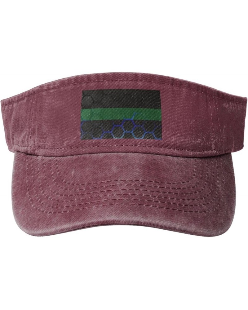 Honeycomb Style Thin Green Line Flag Sun Visor Hats for Women Men Sun Hat Cotton Golf Hat Vintage Baseball Cap Red $12.32 Sun...