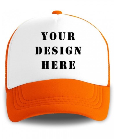 Custom Hat Add Your Design Here Custom Logo Hat Adjustable Baseball Caps Bulk Custom Trucker Hat Unisex Aldult Orange $7.55 B...