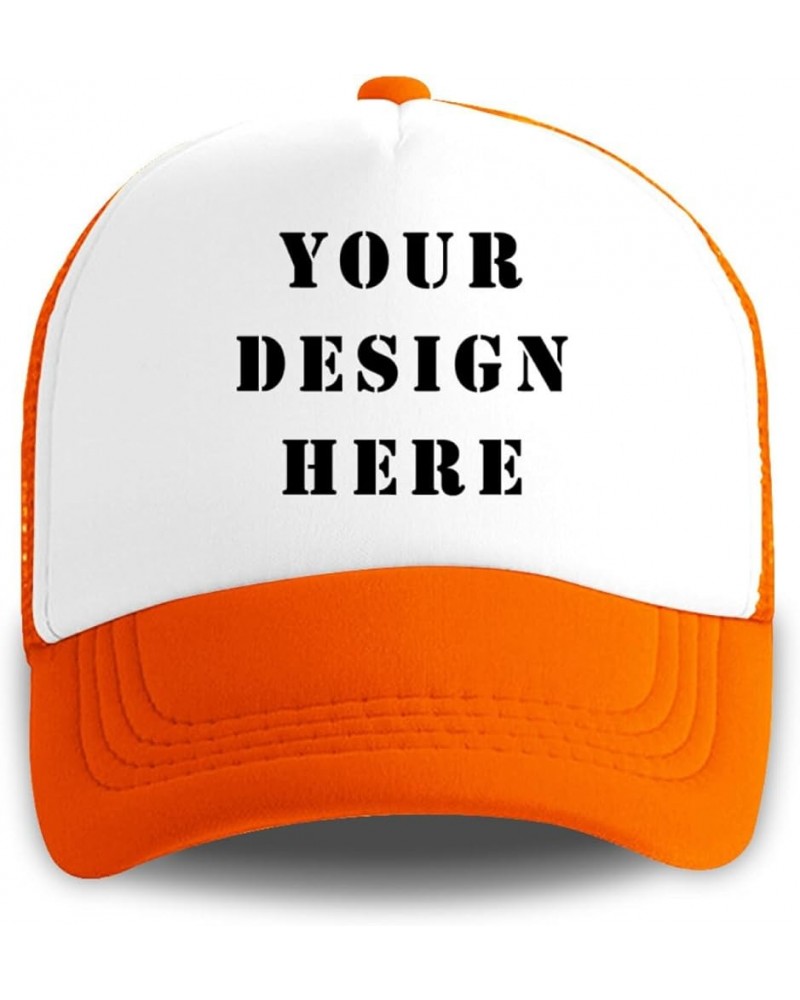 Custom Hat Add Your Design Here Custom Logo Hat Adjustable Baseball Caps Bulk Custom Trucker Hat Unisex Aldult Orange $7.55 B...