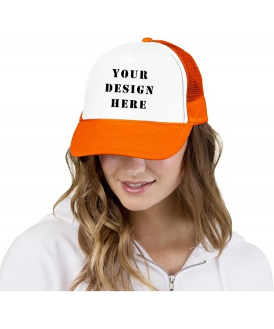 Custom Hat Add Your Design Here Custom Logo Hat Adjustable Baseball Caps Bulk Custom Trucker Hat Unisex Aldult Orange $7.55 B...