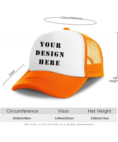 Custom Hat Add Your Design Here Custom Logo Hat Adjustable Baseball Caps Bulk Custom Trucker Hat Unisex Aldult Orange $7.55 B...