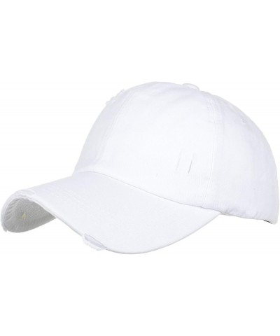 Washed Classic Low Profile UPF 50+ Plain Unstructured Baseball Cap Hat Washed Distressed Dad Hat for Men Women White $7.64 Ba...