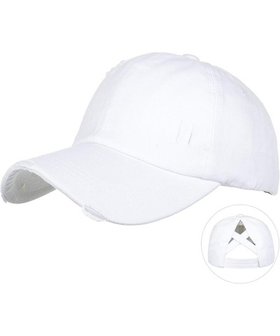 Washed Classic Low Profile UPF 50+ Plain Unstructured Baseball Cap Hat Washed Distressed Dad Hat for Men Women White $7.64 Ba...