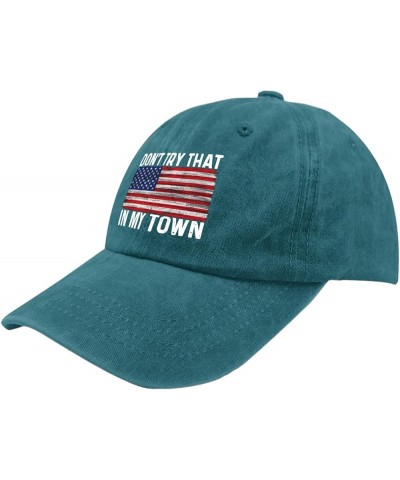 Sun hat Womens Don't Try That in My Town Mens Beach hat America hat Gifts for Women Hiking Cap Cyan Blue $10.44 Cowboy Hats