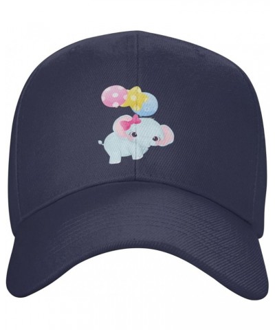 Cute Elephants and Balloons Fly Together Baseball Cap for Men Women Dad Hat Classic Adjustable Golf Hats Navy Blue $10.73 Bas...