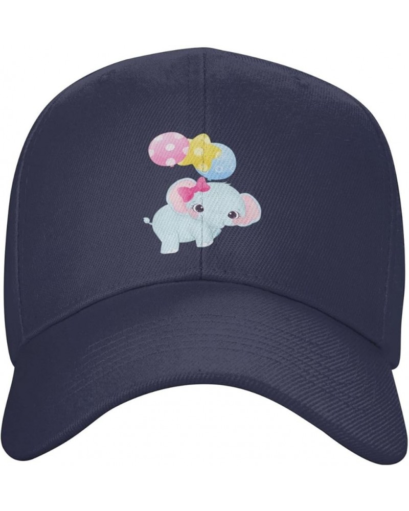 Cute Elephants and Balloons Fly Together Baseball Cap for Men Women Dad Hat Classic Adjustable Golf Hats Navy Blue $10.73 Bas...