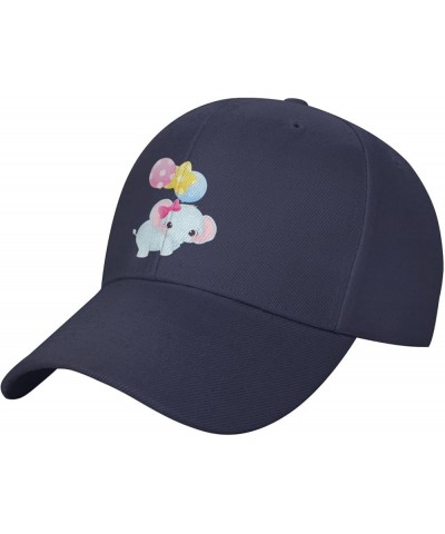 Cute Elephants and Balloons Fly Together Baseball Cap for Men Women Dad Hat Classic Adjustable Golf Hats Navy Blue $10.73 Bas...