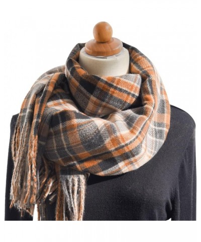 Large Satin Neck Scarf Women'S Autumn And Winter Colorful Plaid Shawl Thickening Warm Fringe Scarf Scarf E $11.11 Scarves