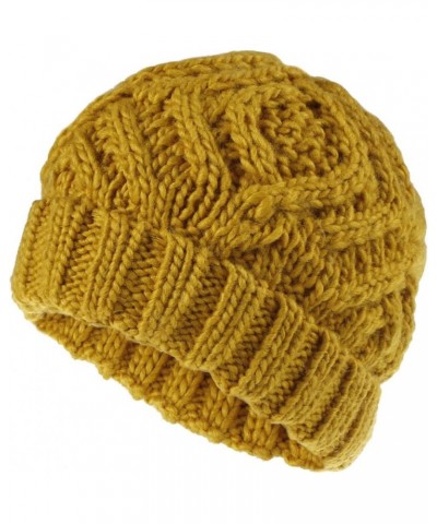 Unisex Winter Warm Knit Beanie Hat Rhombus Chunky Weave Solid Cuffed Cap A $6.53 Skullies & Beanies