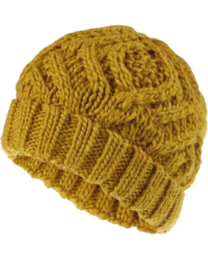 Unisex Winter Warm Knit Beanie Hat Rhombus Chunky Weave Solid Cuffed Cap A $6.53 Skullies & Beanies