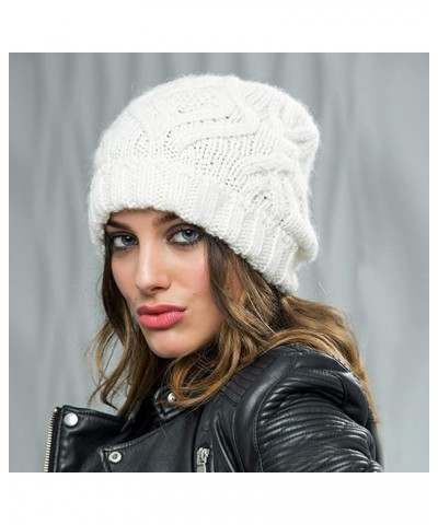 Unisex Winter Warm Knit Beanie Hat Rhombus Chunky Weave Solid Cuffed Cap A $6.53 Skullies & Beanies