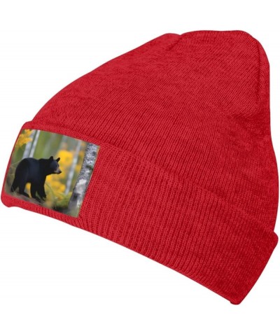 Black Knit Hat Cap rge and Small Black Bears Picture Soft Good Elasticity Suitable for Outdoor Sports Red $10.58 Skullies & B...