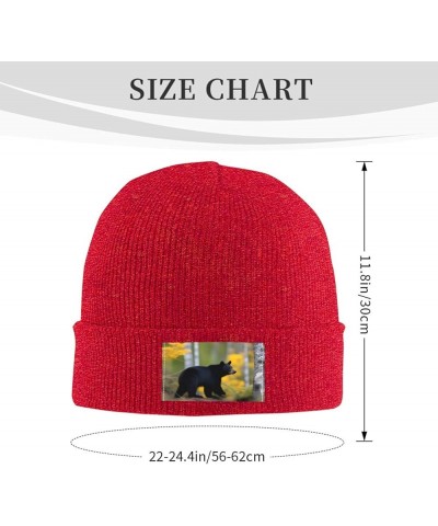 Black Knit Hat Cap rge and Small Black Bears Picture Soft Good Elasticity Suitable for Outdoor Sports Red $10.58 Skullies & B...