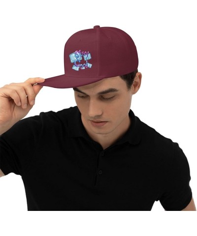 Keep Cool with Ice Cubes Snapback Hat Baseball Cap for Men Women Hip Hop Style Flat-Brimmed Hats Dark Red $9.96 Baseball Caps