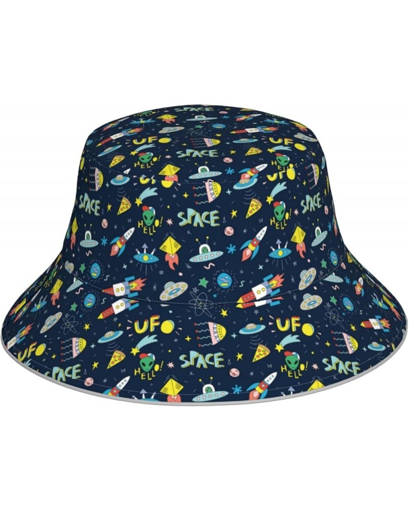 Game Play Women's Bucket Hats Unisex Double-Side-Wear Reversible Bucket Hat with Reflective Strips Funny Spaceships $10.79 Bu...