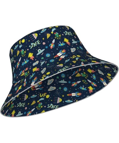 Game Play Women's Bucket Hats Unisex Double-Side-Wear Reversible Bucket Hat with Reflective Strips Funny Spaceships $10.79 Bu...