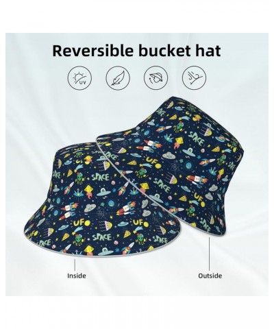 Game Play Women's Bucket Hats Unisex Double-Side-Wear Reversible Bucket Hat with Reflective Strips Funny Spaceships $10.79 Bu...