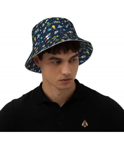 Game Play Women's Bucket Hats Unisex Double-Side-Wear Reversible Bucket Hat with Reflective Strips Funny Spaceships $10.79 Bu...