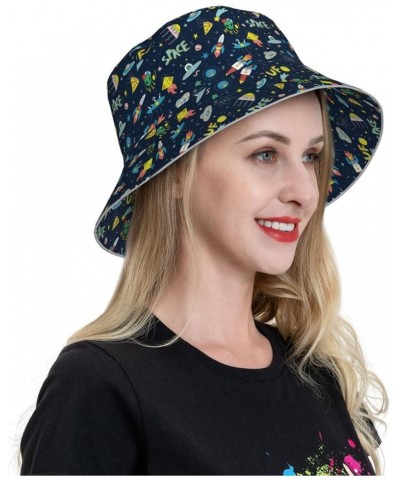 Game Play Women's Bucket Hats Unisex Double-Side-Wear Reversible Bucket Hat with Reflective Strips Funny Spaceships $10.79 Bu...