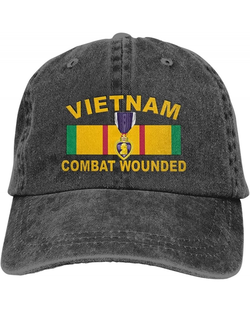 Vietnam Veteran Combat Wounded with Purple Heart Baseball Cap Cowboy Hat Denim Dad Hat Plain Sun Hat Black Black $16.75 Baseb...