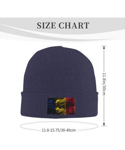 Smoke Style Flag of Chad Beanie Hat for Men Women Soft Cozy Skull Cap Winter Warm Knit Hats Navy Blue $9.10 Skullies & Beanies