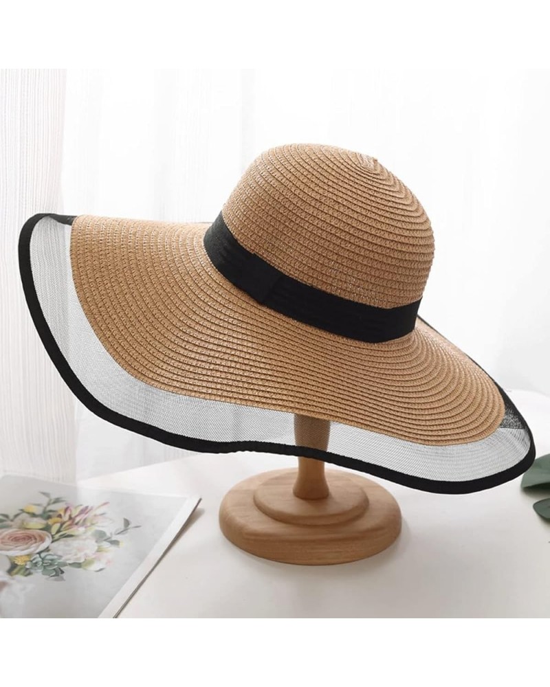 Women's Straw Hat Lace Beach HatsPackable Reversible Bucket Hat UV Sun Protection Wide Brim Summer Beach Cap (Color : B, Size...