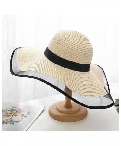 Women's Straw Hat Lace Beach HatsPackable Reversible Bucket Hat UV Sun Protection Wide Brim Summer Beach Cap (Color : B, Size...