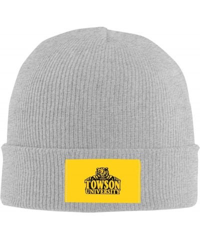 Towson-University Logo Classic Warm Winter Knit Cap Fleece Lined Beanie Hat Gray $9.38 Skullies & Beanies