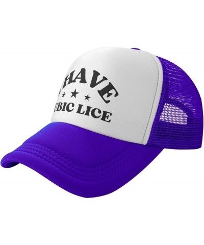 I Have Pubic Lice Mesh Cap Unisex Baseball Cap Men Women Trucker Hat Purple $14.87 Baseball Caps