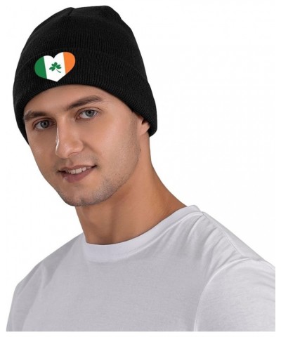 I Love Ireland Flag Irish Heart Funny St Patrick's Day Beanie Men Women Warm Knitted Brimless Winter Knit Hat Black $15.49 Sk...