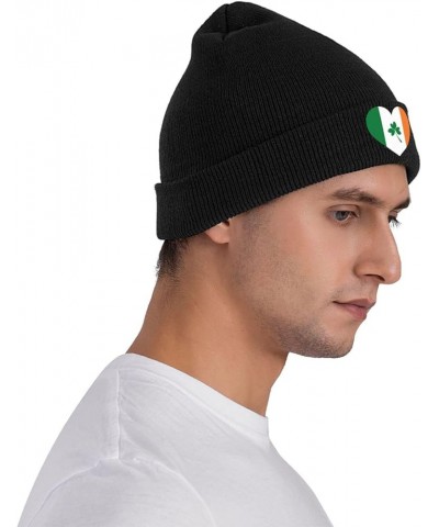 I Love Ireland Flag Irish Heart Funny St Patrick's Day Beanie Men Women Warm Knitted Brimless Winter Knit Hat Black $15.49 Sk...