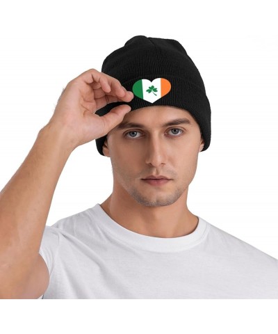 I Love Ireland Flag Irish Heart Funny St Patrick's Day Beanie Men Women Warm Knitted Brimless Winter Knit Hat Black $15.49 Sk...