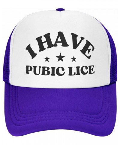 I Have Pubic Lice Mesh Cap Unisex Baseball Cap Men Women Trucker Hat Purple $14.87 Baseball Caps