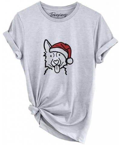 Santa Hat German Shepherd T-Shirt Unisex Grey Crewneck $18.23 Baseball Caps