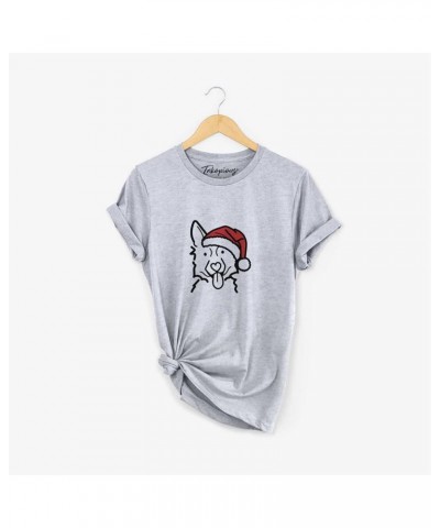 Santa Hat German Shepherd T-Shirt Unisex Grey Crewneck $18.23 Baseball Caps