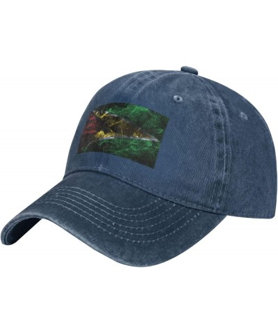 Smoke Style Flag of Guyana Retro Baseball Cap for Women Men Baseball Hat Golf Dad Hats Navy Blue $11.84 Baseball Caps