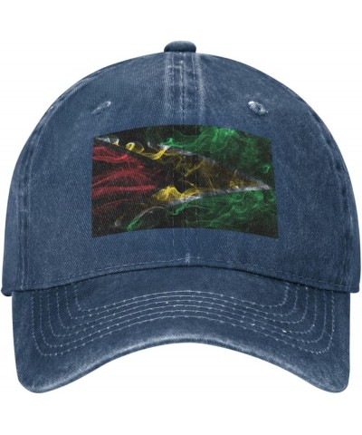 Smoke Style Flag of Guyana Retro Baseball Cap for Women Men Baseball Hat Golf Dad Hats Navy Blue $11.84 Baseball Caps