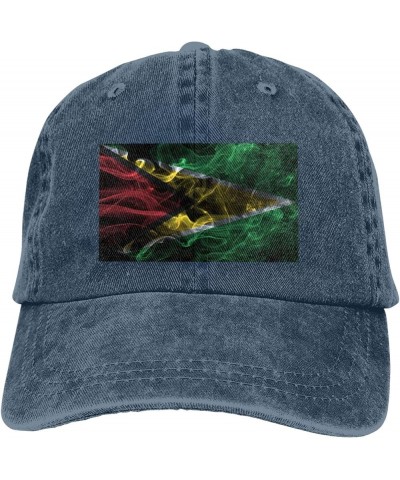 Smoke Style Flag of Guyana Retro Baseball Cap for Women Men Baseball Hat Golf Dad Hats Navy Blue $11.84 Baseball Caps