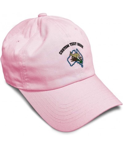 Soft Baseball Cap Australia & Kangaroo Embroidery Wild Animals Australian Cotton Dad Hats for Men & Women Soft Pink Personali...