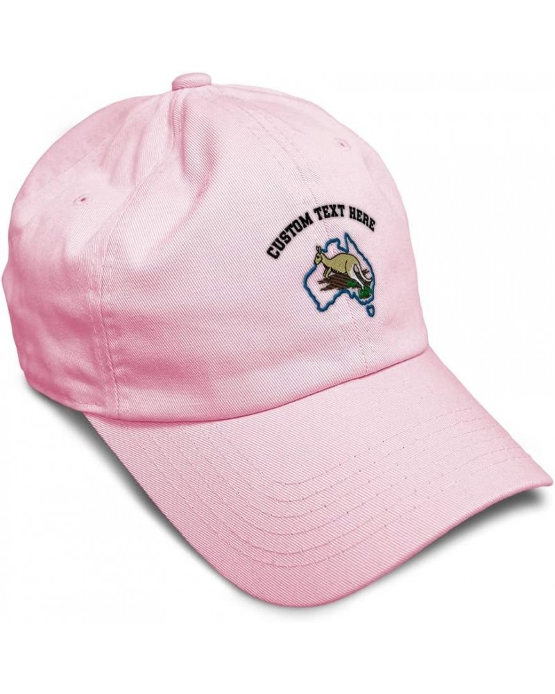 Soft Baseball Cap Australia & Kangaroo Embroidery Wild Animals Australian Cotton Dad Hats for Men & Women Soft Pink Personali...