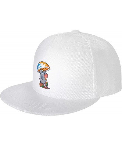 Adjustable Cute Mice Hiding from The Rain Under Mushrooms Snapback Hat for Men Women Baseball Cap Dad Hats White $13.18 Rain ...