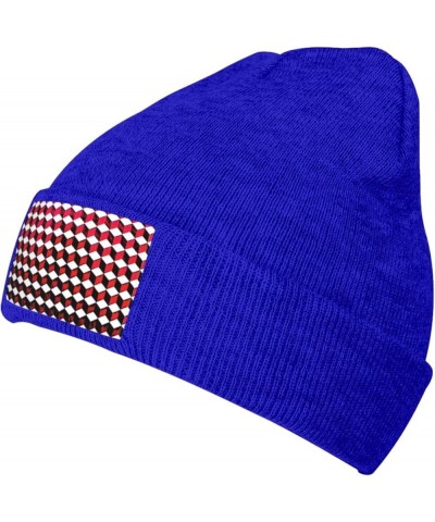 3D Red Checkered Print Unisex Beanie Hats Winter Warm Hats Knit Hat Slouchy Skull Cap Adult Casual Hat Blue $11.16 Skullies &...