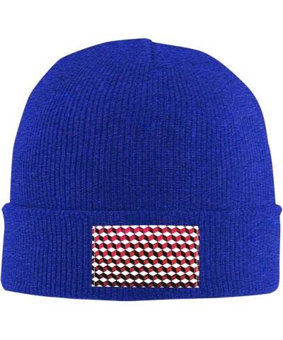 3D Red Checkered Print Unisex Beanie Hats Winter Warm Hats Knit Hat Slouchy Skull Cap Adult Casual Hat Blue $11.16 Skullies &...