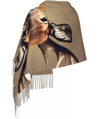 Drum Set-Standard Print Classic Tassel Scarf 77 X 27in Winter Warm Soft Thick Women'S Cashmere Shawl Deer Head Printing $12.6...