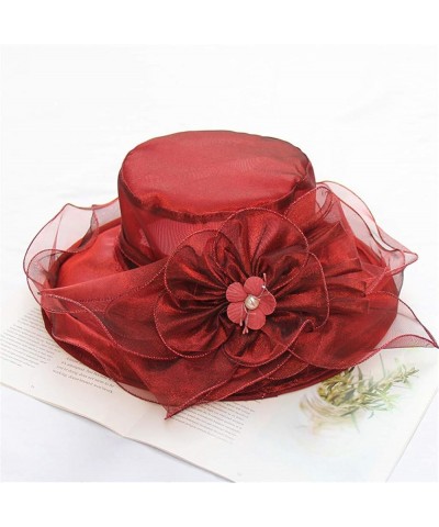 Women's Church Fascinator Bridal Tea Party Wedding Hat Super Caps Wine Red-d $7.68 Sun Hats