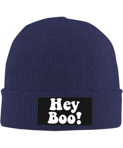 Hey Boo Beanie Hat Funny Warm Winter Knit Skull Cap Men Women Navy Blue $11.82 Skullies & Beanies