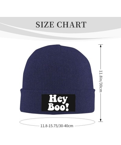 Hey Boo Beanie Hat Funny Warm Winter Knit Skull Cap Men Women Navy Blue $11.82 Skullies & Beanies